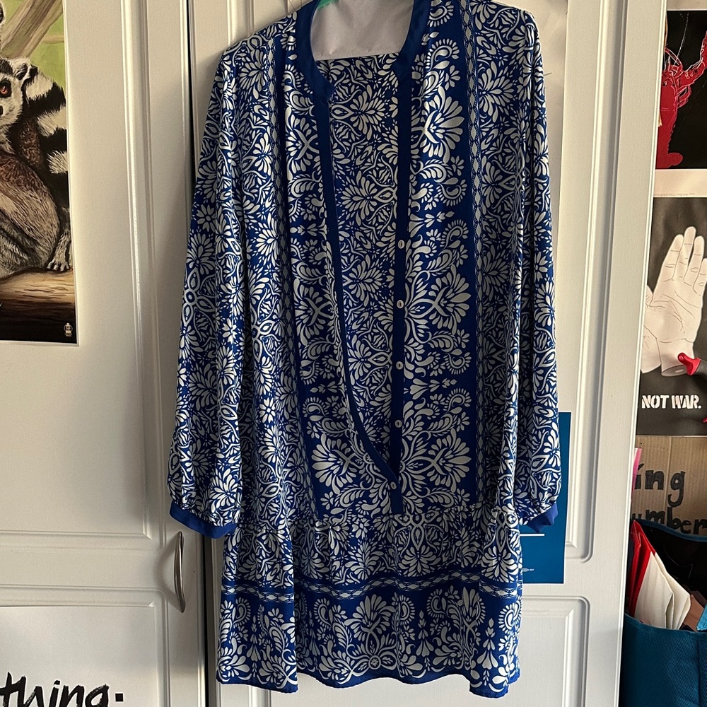 Zara Blue and White Floral Mini Dress